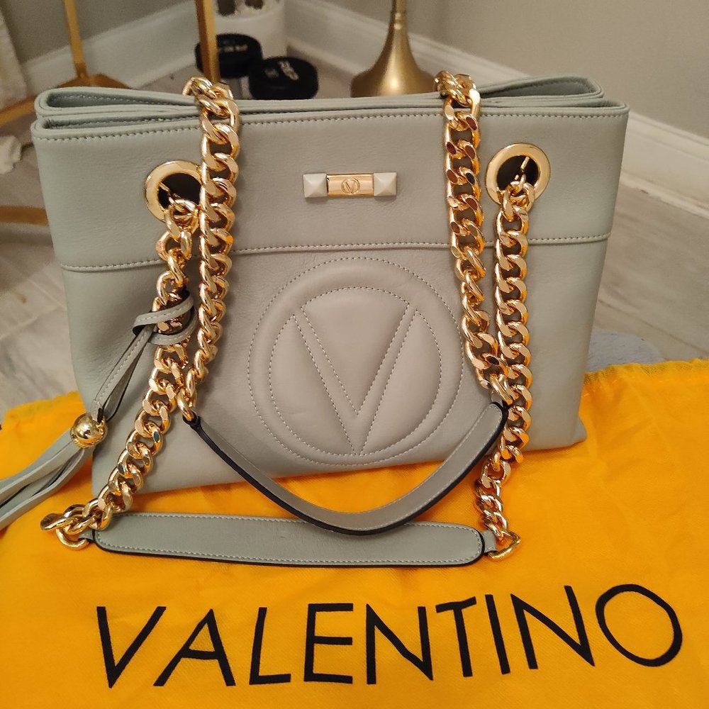 VALENTINO Kali Leather Shoulder Bag in Aqua 💯% Authentic • NWT